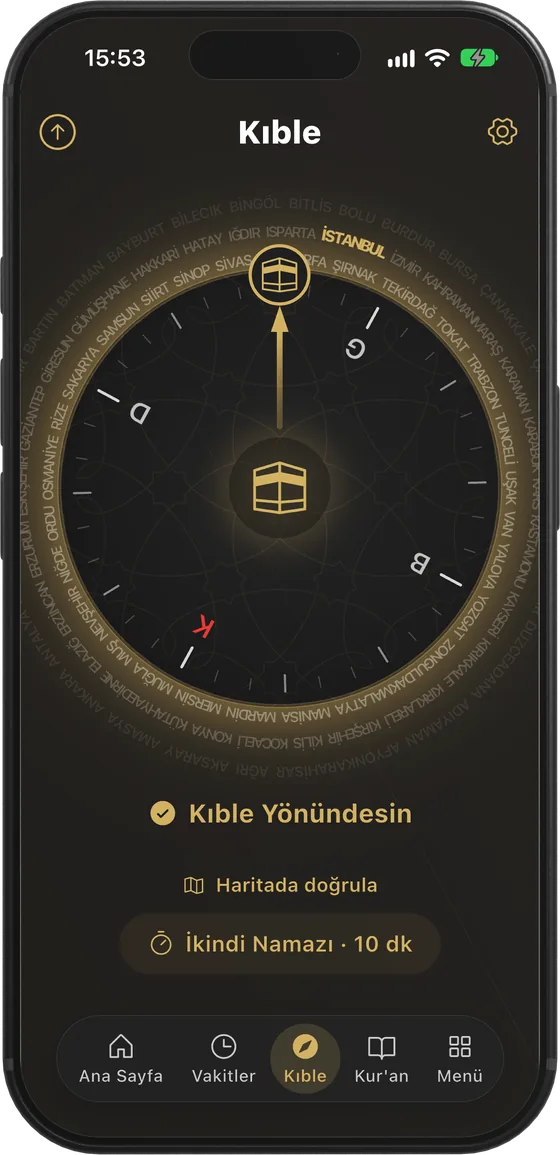 Kıblem kıble pusulası: Kıble Yönündesin