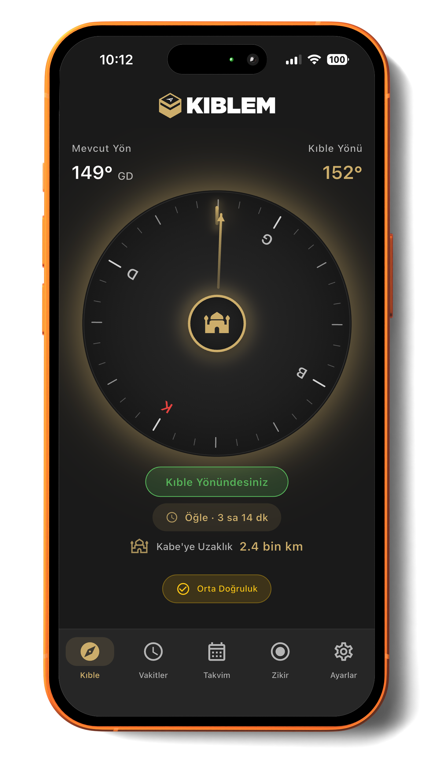 Kıblem kıble pusulası - hassas kıble bulucu ekranı
