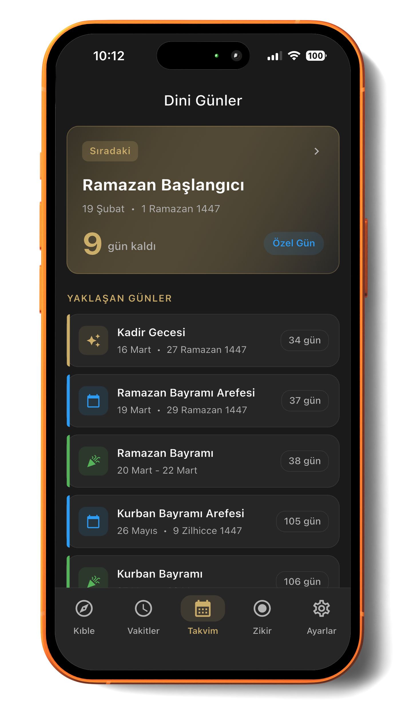 Kıblem dini takvim ve kandil geceleri ekranı